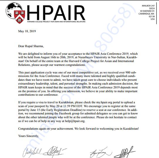 Admission letter
