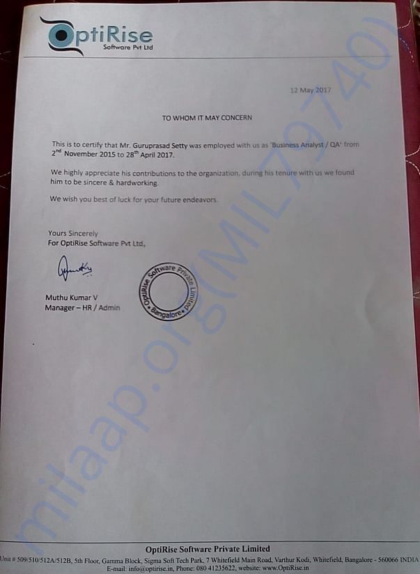 letter from institute