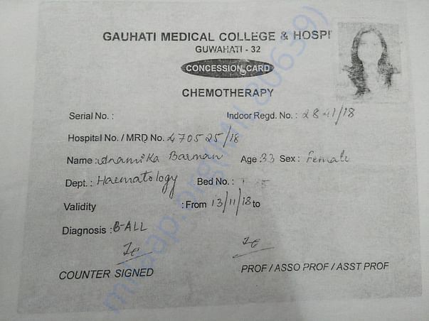 A chemotherapy slip