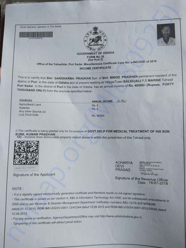 Income Certificate