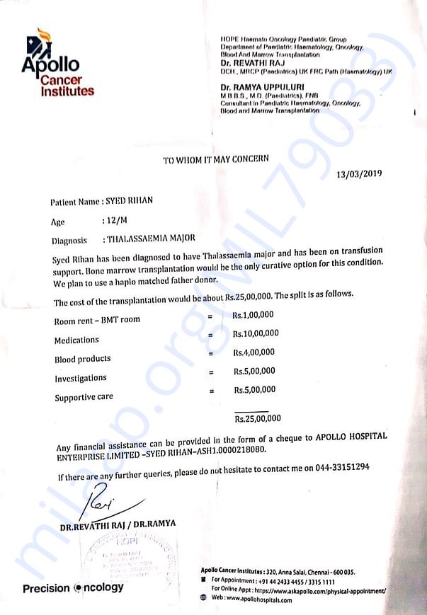 Estimation document for treatment