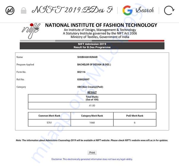 My results card
