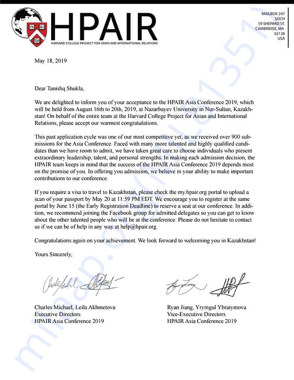 Admission letter