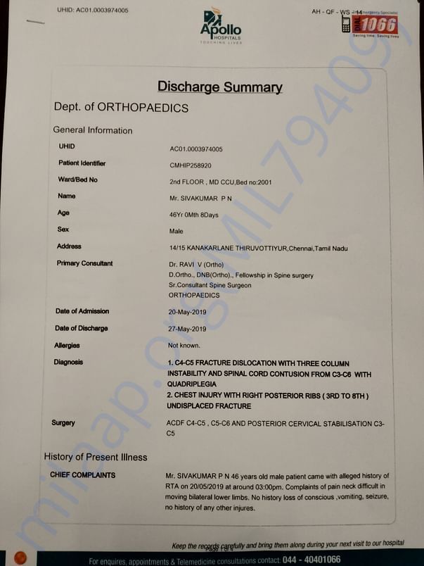 Apollo hospital discharge summary