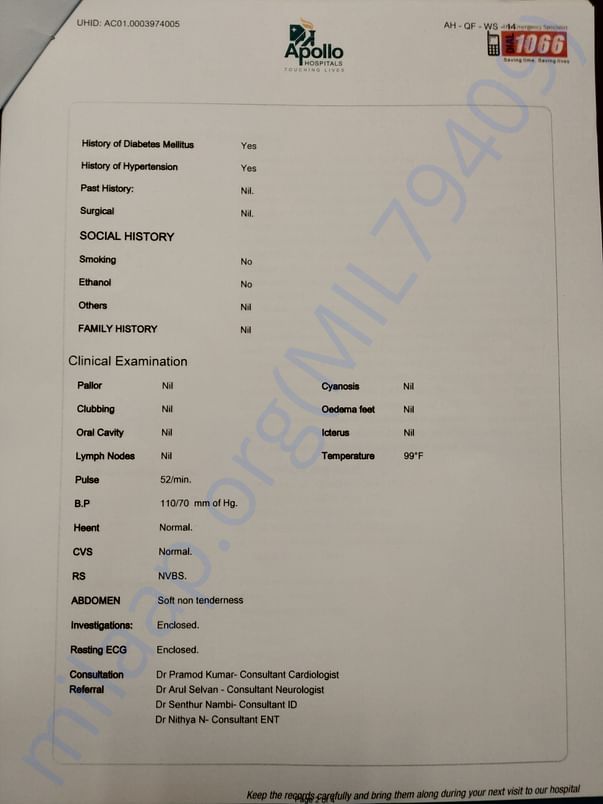 Apollo hospital discharge summary