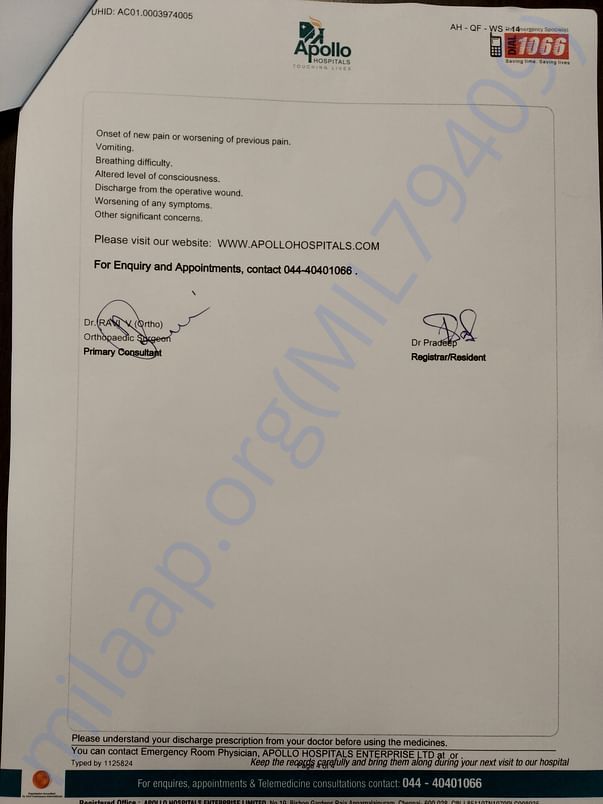 Apollo hospital discharge summary