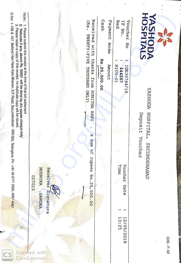 Bill receipt