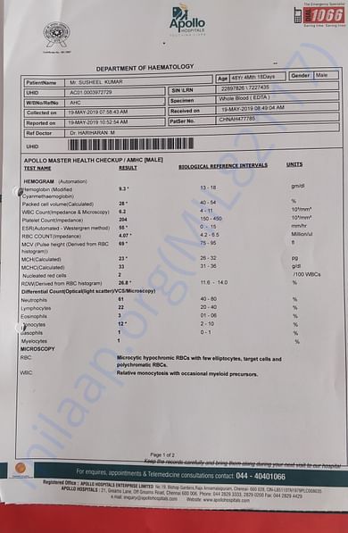 Apollo Hospitals, Chennai reports