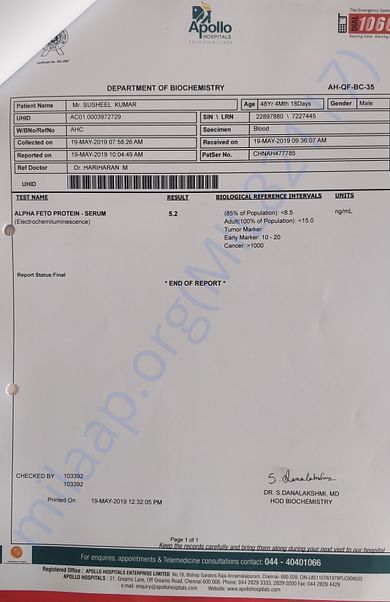 Apollo Hospitals, Chennai reports