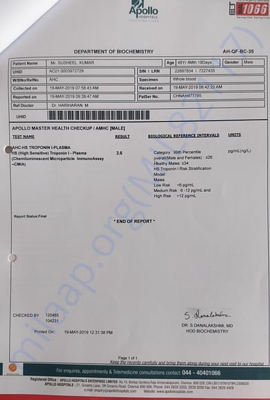 Apollo Hospitals, Chennai reports