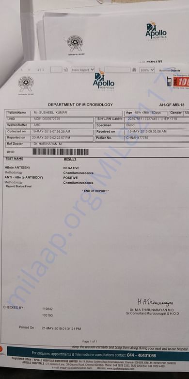 Apollo Hospitals, Chennai reports