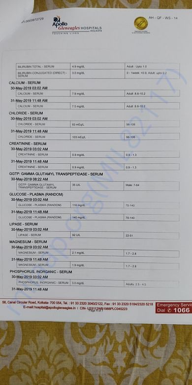 Discharge summary of Apollo Hospitals, Kolkata