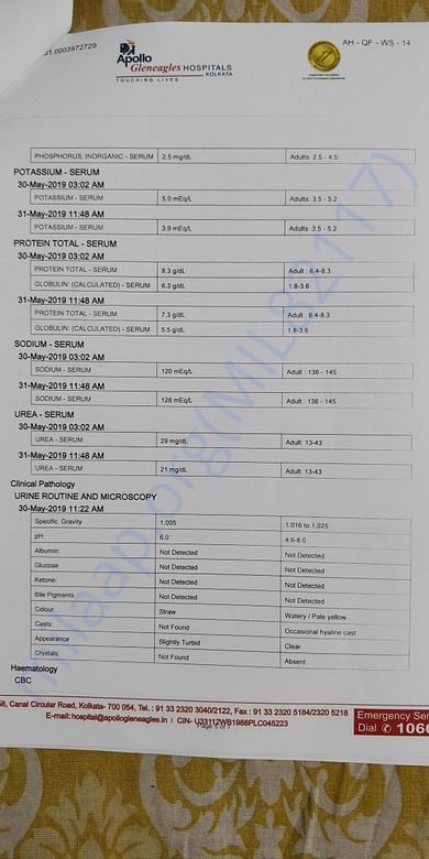Discharge summary of Apollo Hospitals, Kolkata