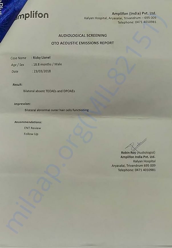 Here is the hospital documents