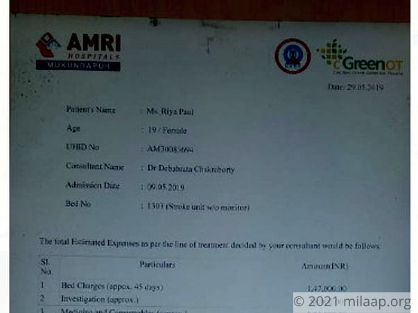 Riya Paul needs surgery