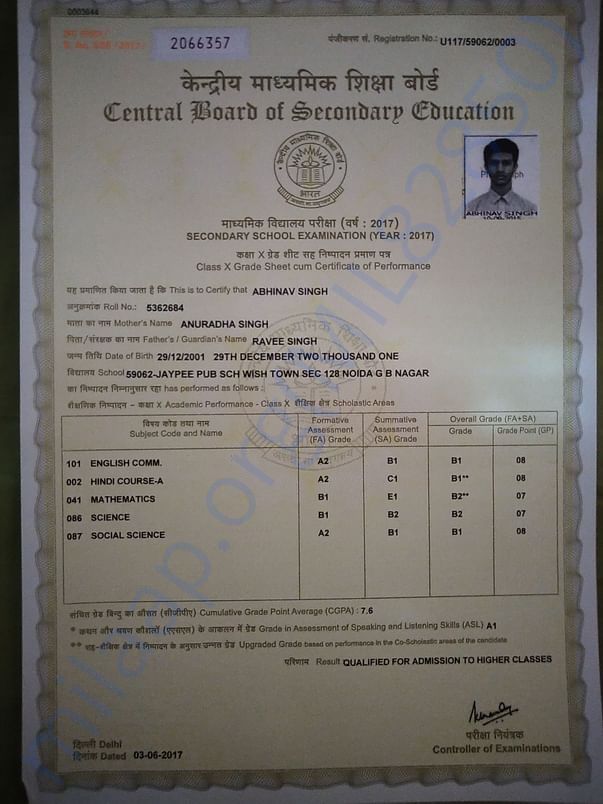 CLASS 10 CERTIFICATE