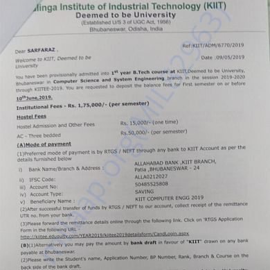 Admission letter