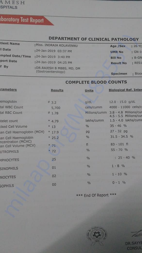 Blood Test Lab Report