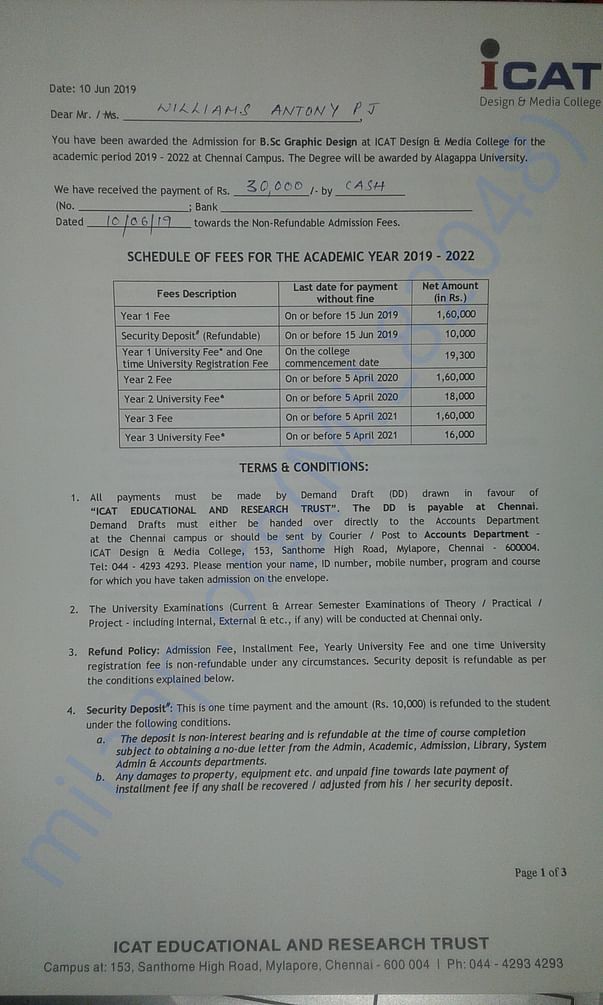 This is my fee structure for my whole academic year.