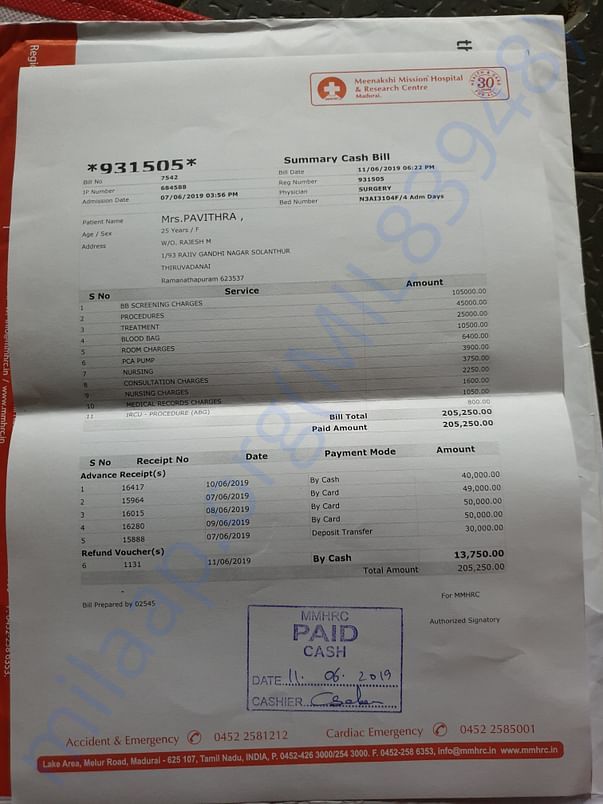 Initial treatment expenses