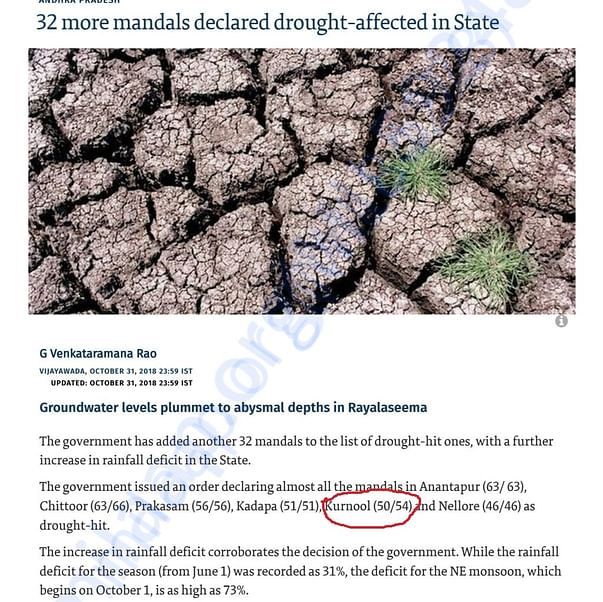 HINDU ARTICLE ON ANDHRA PRADESH DROUGHT 2018