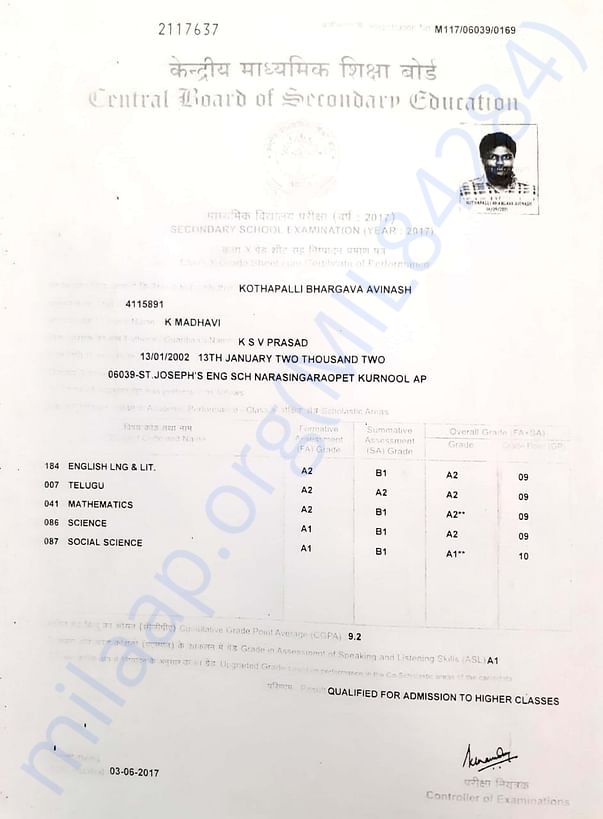 10th exam certificates