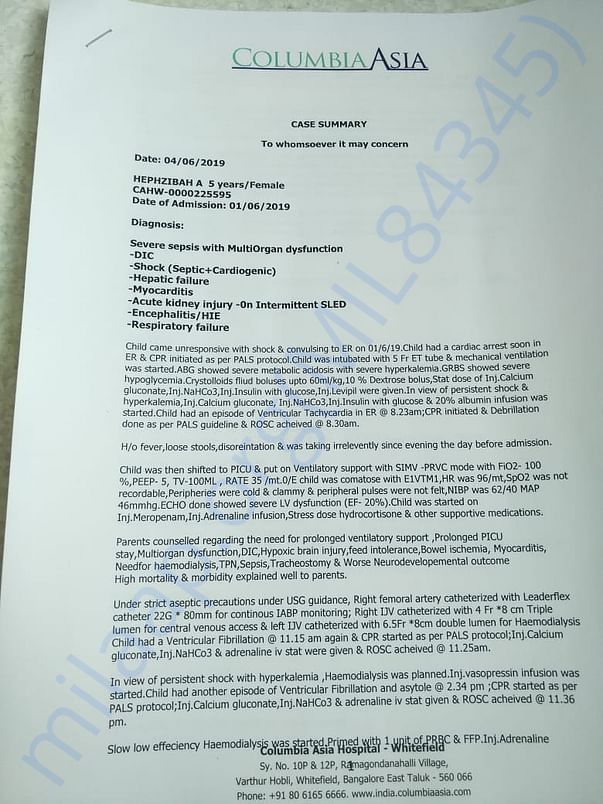 Diagnosis Summary - Columbia Asia