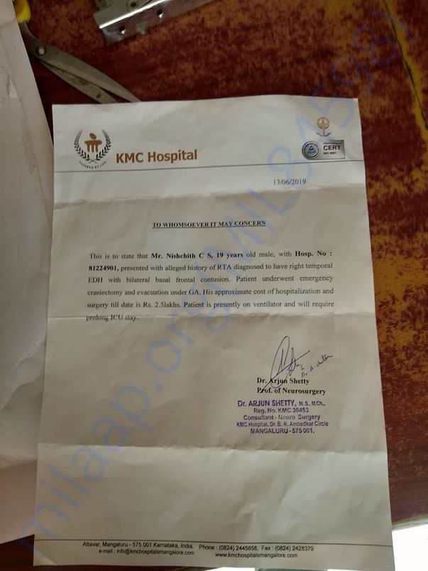 Attached is the letter from consulting Doctor,