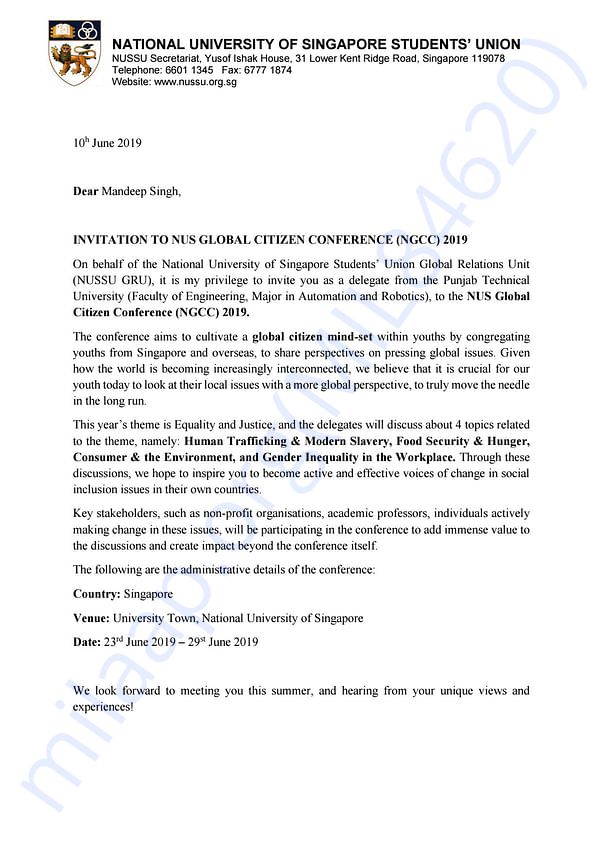 Admission letter