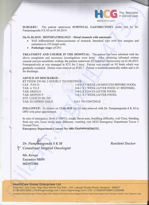 Surgery Discharge summary