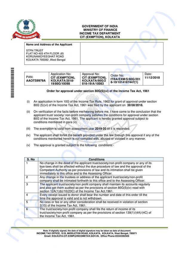 Our 80 G Certificate