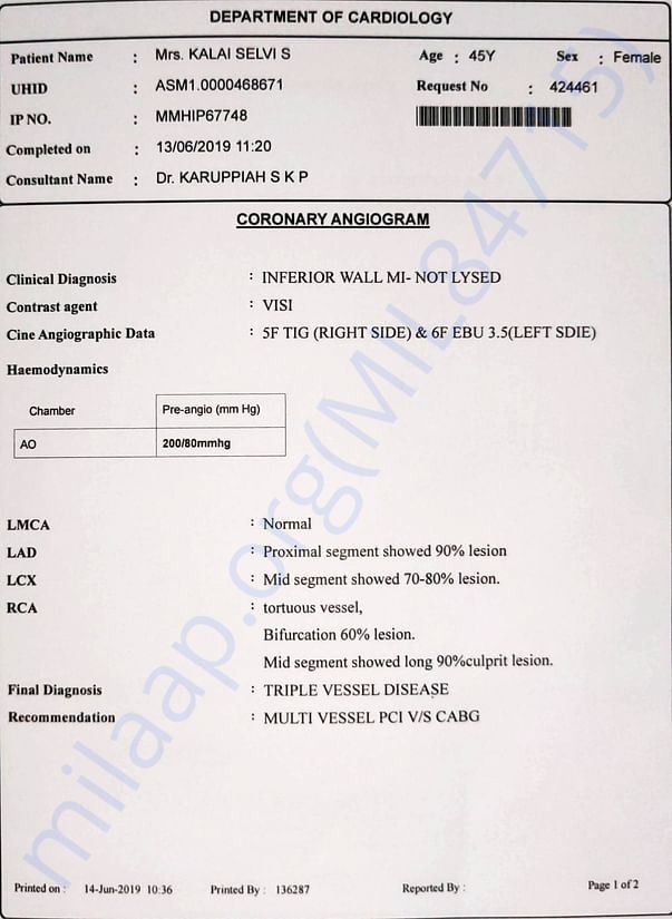 Angiogram report