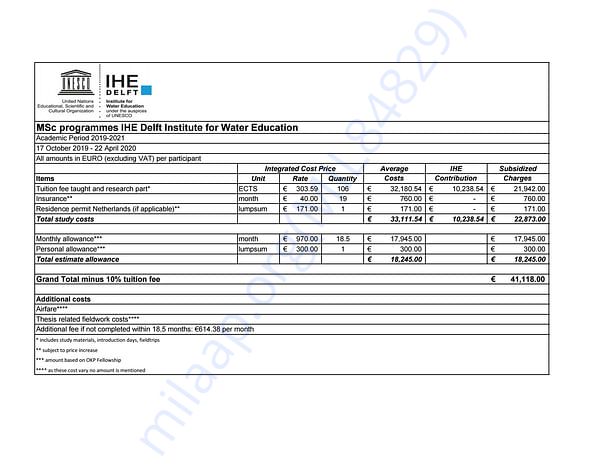Estimation Letter