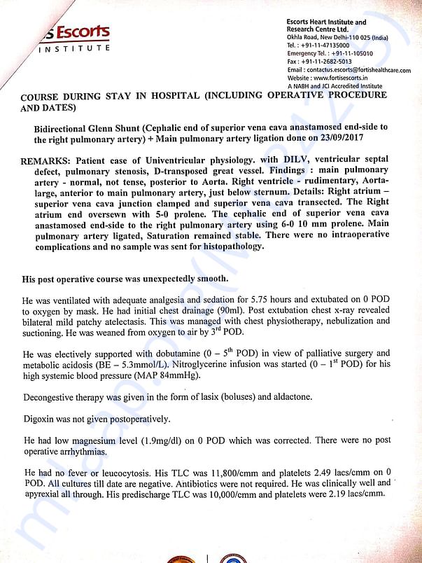 FEW REMARKS BY FORTIS DOCTORS