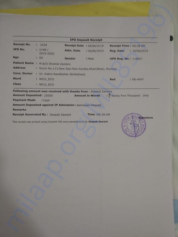 Deposit Receipt