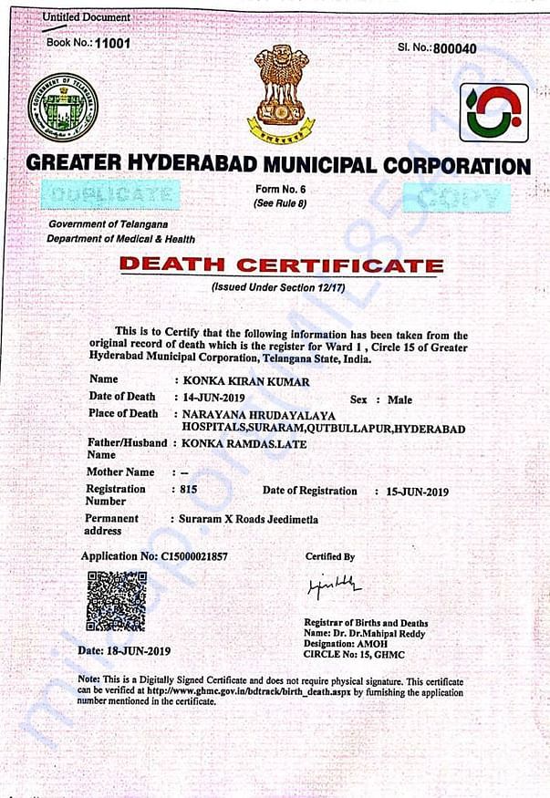 Death certificate