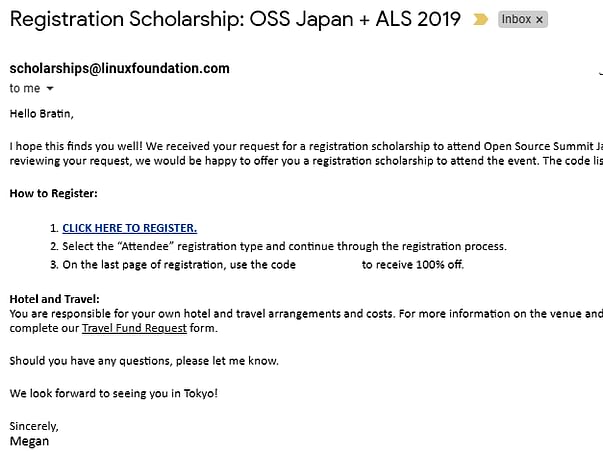 Help Bratin to attend the OSS at Japan
