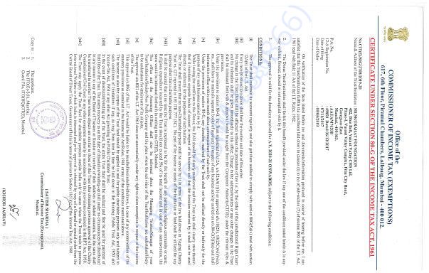 80G Certificate of the Organisation