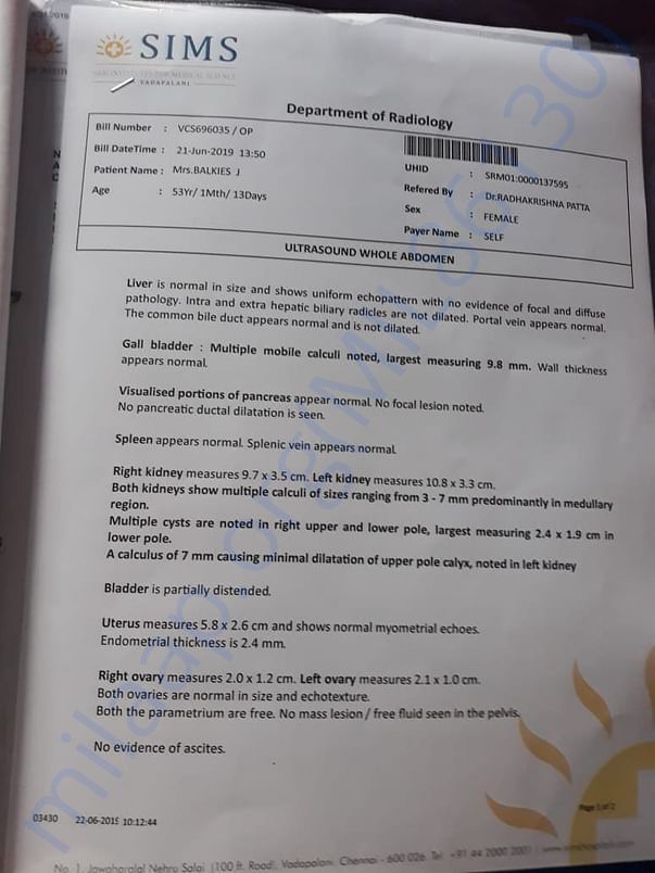 Hospital letter