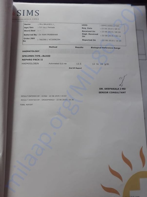 Hospital letter