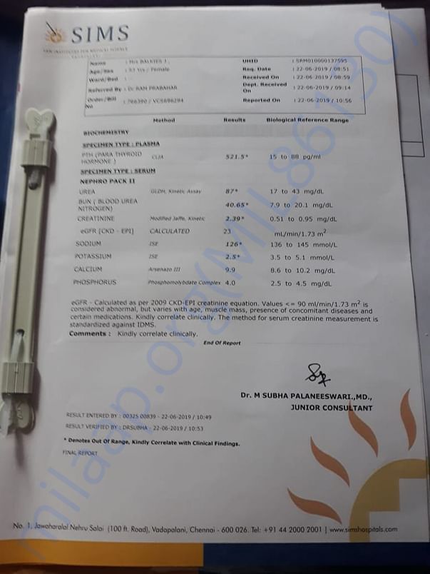 Hospital letter