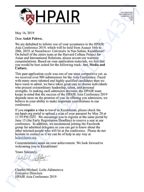 Acceptance Letter