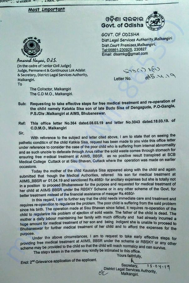 letter for treatment through RBSKY by dlsa, but no action taken so far