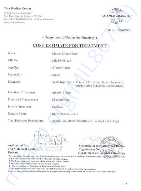 Estimation letter