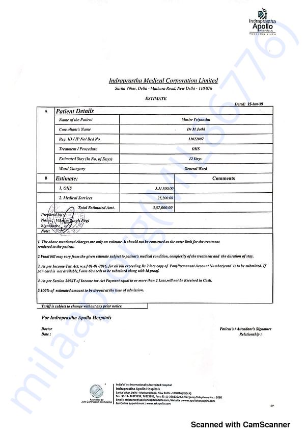 Estimation letter