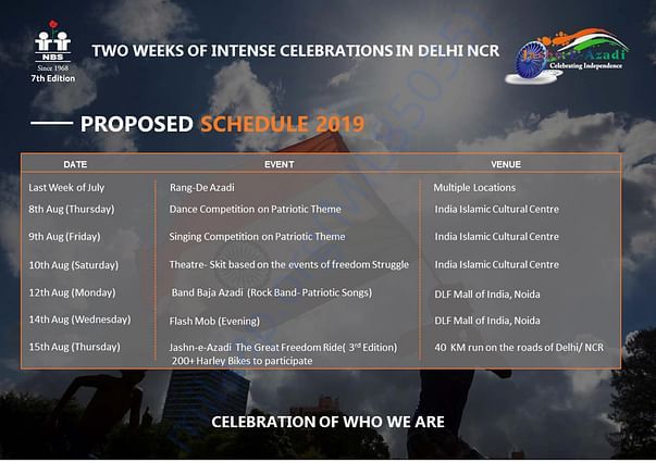 Proposed Schedule 2019