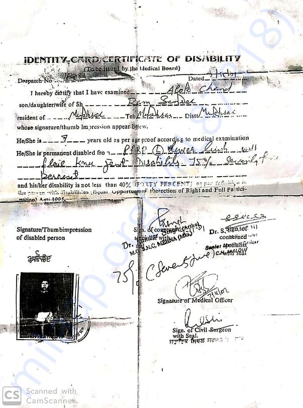 This is my medical certificate 75% Handicap