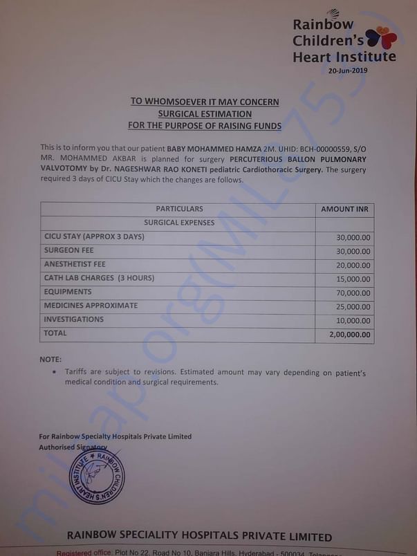 Estimation letter