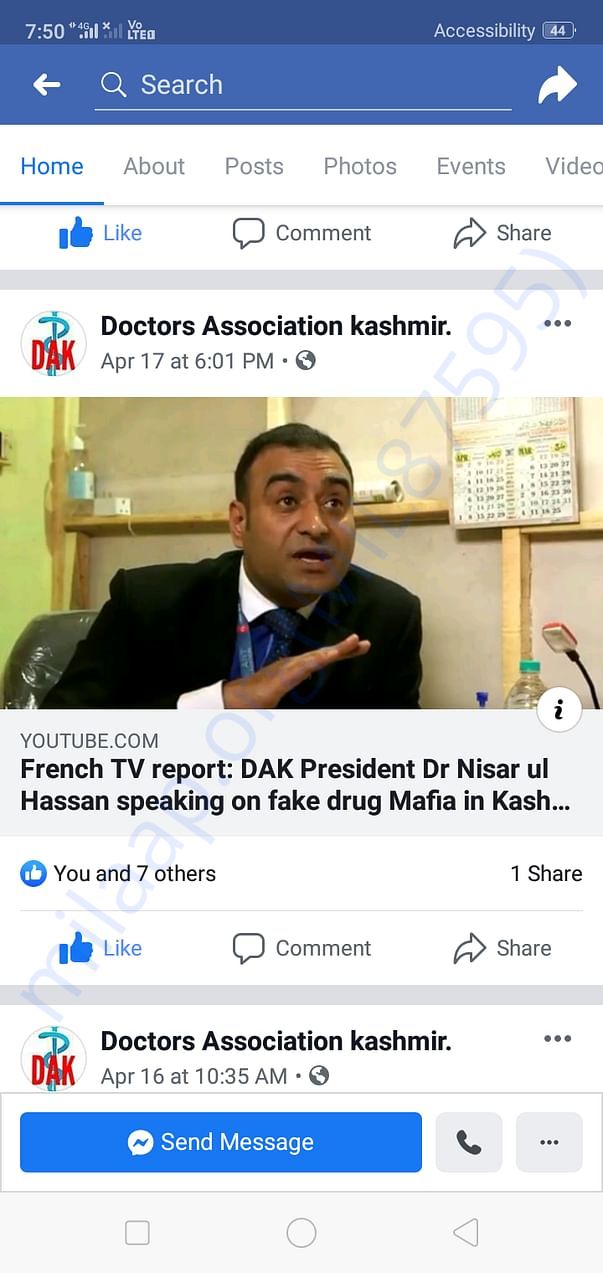 President Doctors Association kashmir Dr Nissar ul Hassan