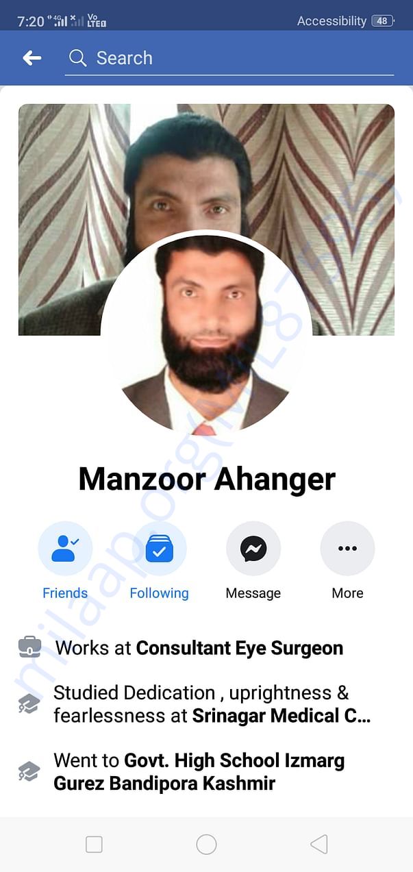 Advisor to DAK,senior Eye surgeon Dr Manzoor Ahanger